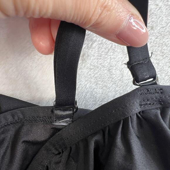 City Chic Plus S 16 Swimsuit Elba Tankini Top Off The Shoulder Ruched Black - Picture 12 of 15